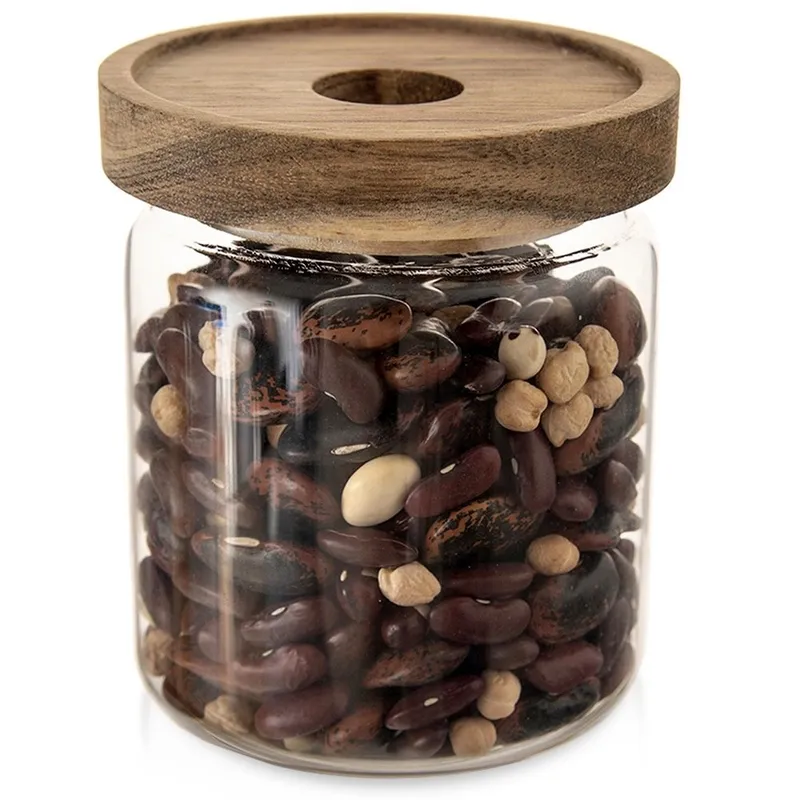 Pojemnik Szklany Sypkie Produkty 730 ml Z Pokrywką 12,5 x 10 cm MEBLIVA