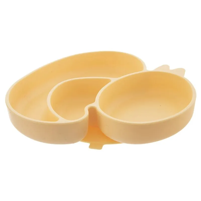 Talerz Dla Dziecka Silikonowy Dzielony Kaczka 19,5x19 cm MEBLIVA - Żółta