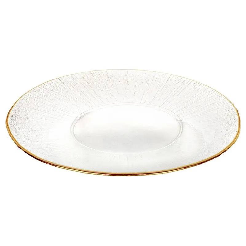 Patera Talerz Obiadowy Płytki Szkło 30 cm Kryształ MEBLIVA - Złoty