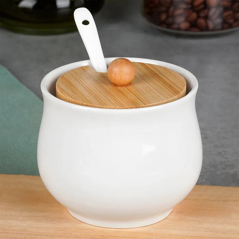 Cukierniczka Ceramiczna 250 ml 9 x 9 cm Z Pokrywką MEBLIVA - Biała
