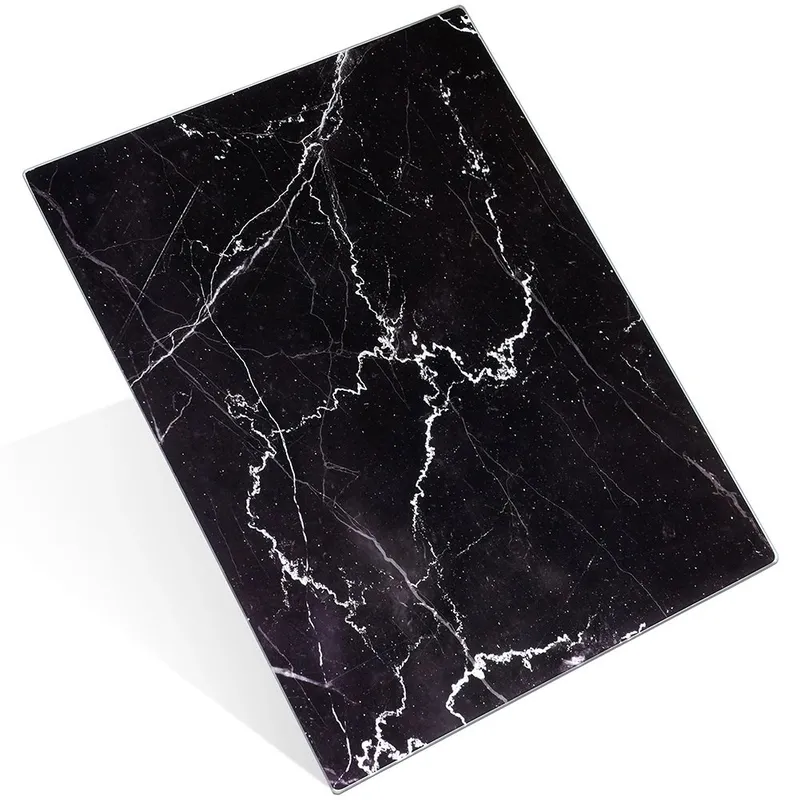 Deska Do Krojenia Szklana 40x30 cm Hartowana Marmur MEBLIVA - Czarny