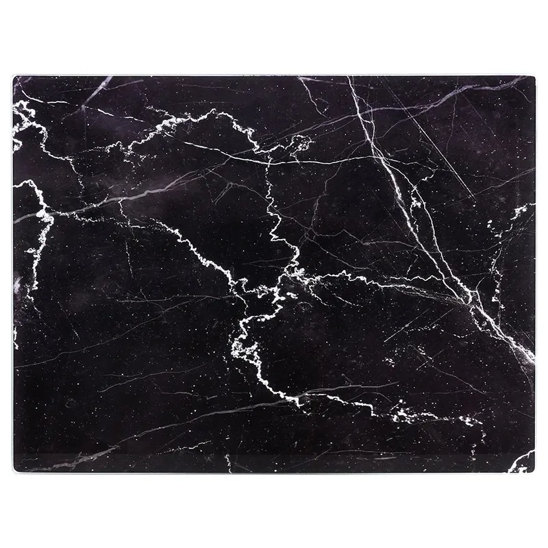 Deska Do Krojenia Szklana 40x30 cm Hartowana Marmur MEBLIVA - Czarny