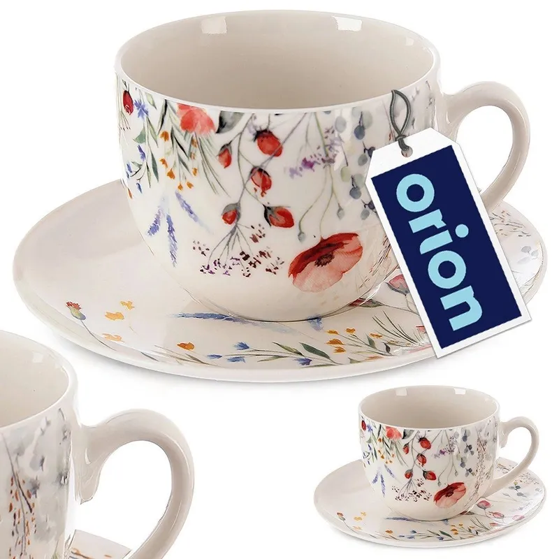 Filiżanka Ze Spodkiem Do Kawy MAKI 260 ml Porcelana Do Zmywarki MEBLIVA