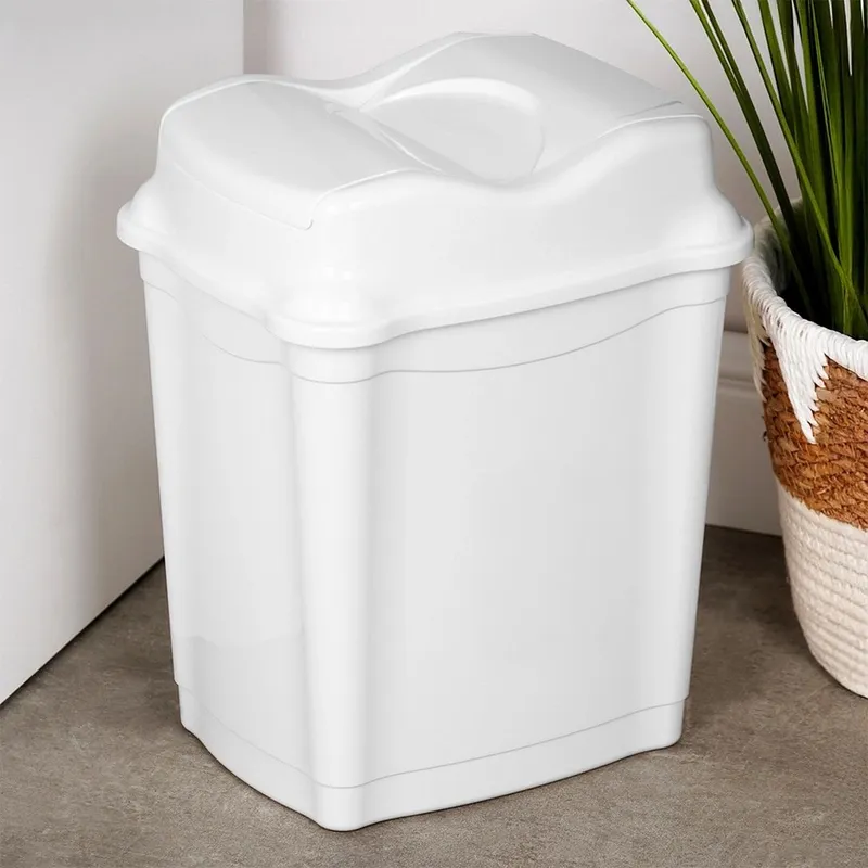Kosz Na Śmieci Plastikowy 9 l Wytrzymały I Pojemny MEBLIVA - Biały