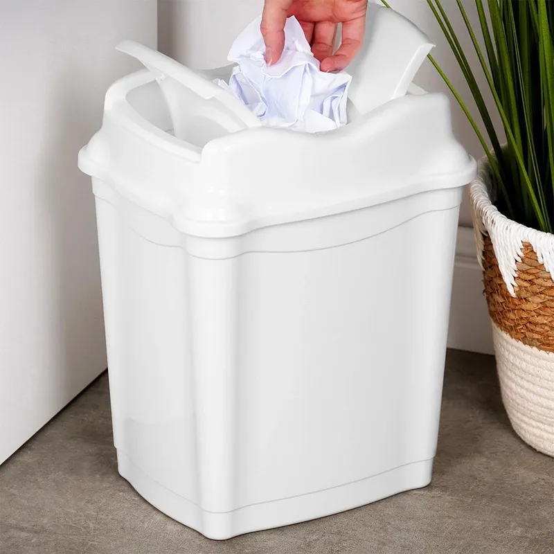 Kosz Na Śmieci Plastikowy 9 l Wytrzymały I Pojemny MEBLIVA - Biały