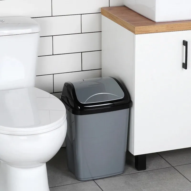 Kosz Na Śmieci Plastikowy 16 l Wytrzymały I Pojemny MEBLIVA - Szary