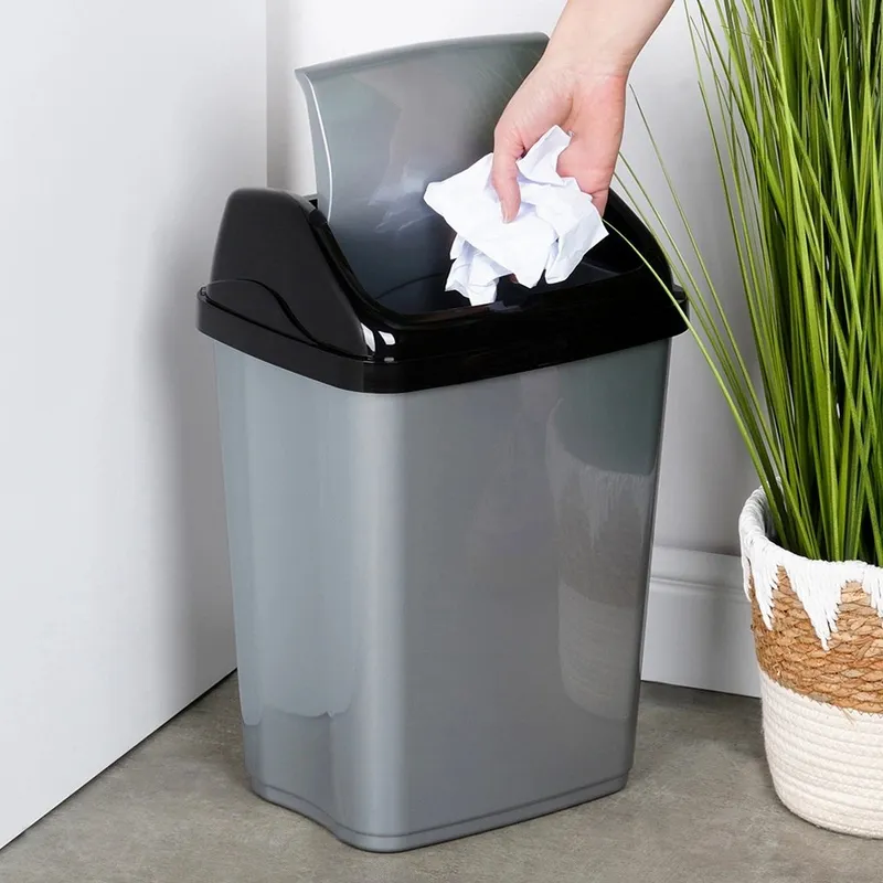 Kosz Na Śmieci Plastikowy 16 l Wytrzymały I Pojemny MEBLIVA - Szary