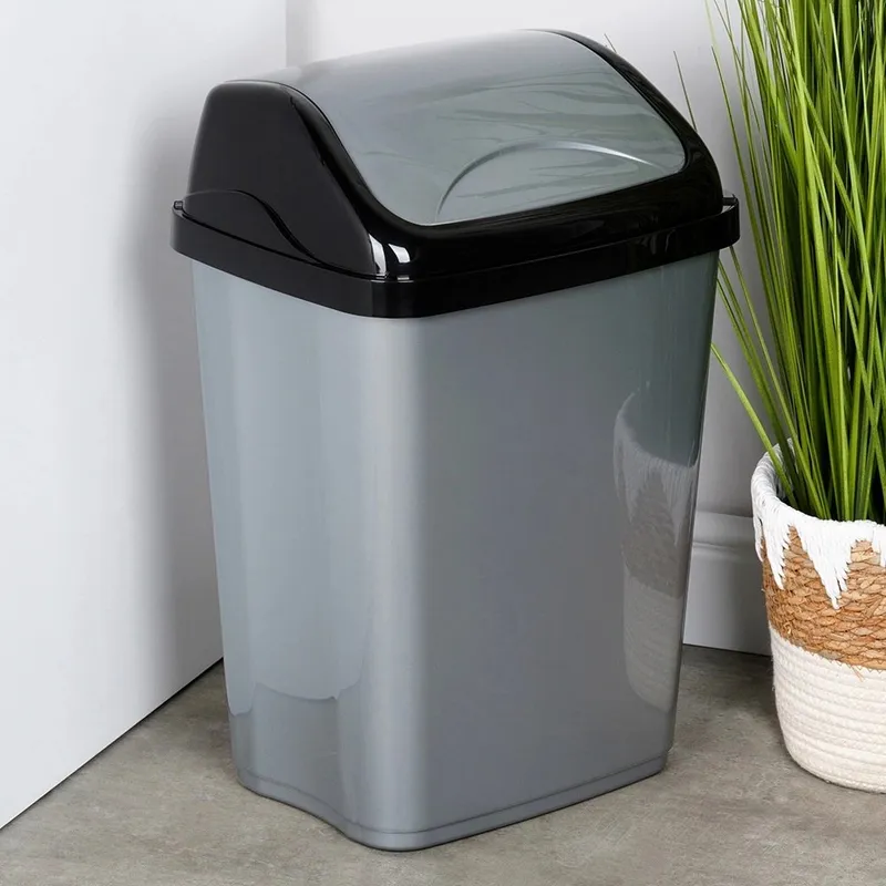 Kosz Na Śmieci Plastikowy 26 l Wytrzymały I Pojemny MEBLIVA - Szary