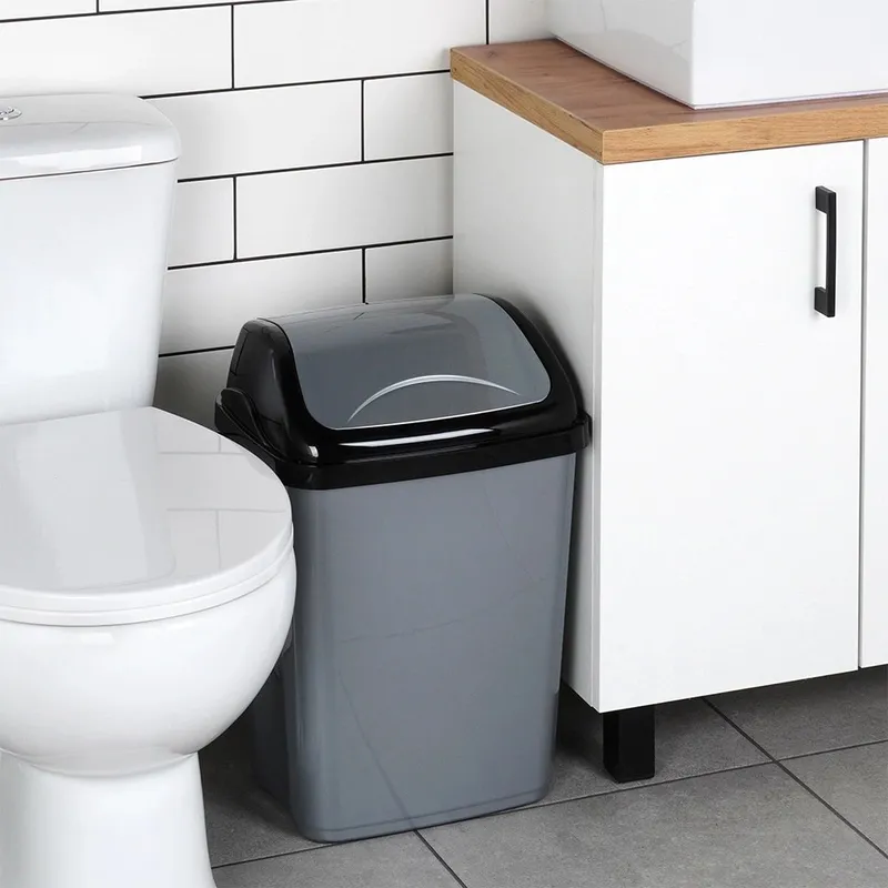 Kosz Na Śmieci Plastikowy 26 l Wytrzymały I Pojemny MEBLIVA - Szary