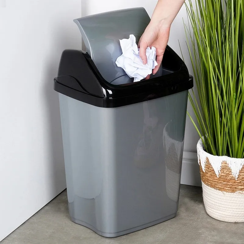 Kosz Na Śmieci Plastikowy 26 l Wytrzymały I Pojemny MEBLIVA - Szary
