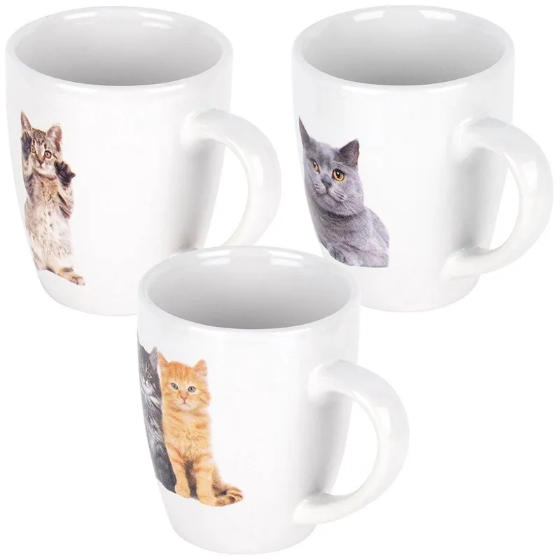 Kubki Ceramiczne Koty 220 ml 3 szt. Do Zmywarki I Mikrofali MEBLIVA