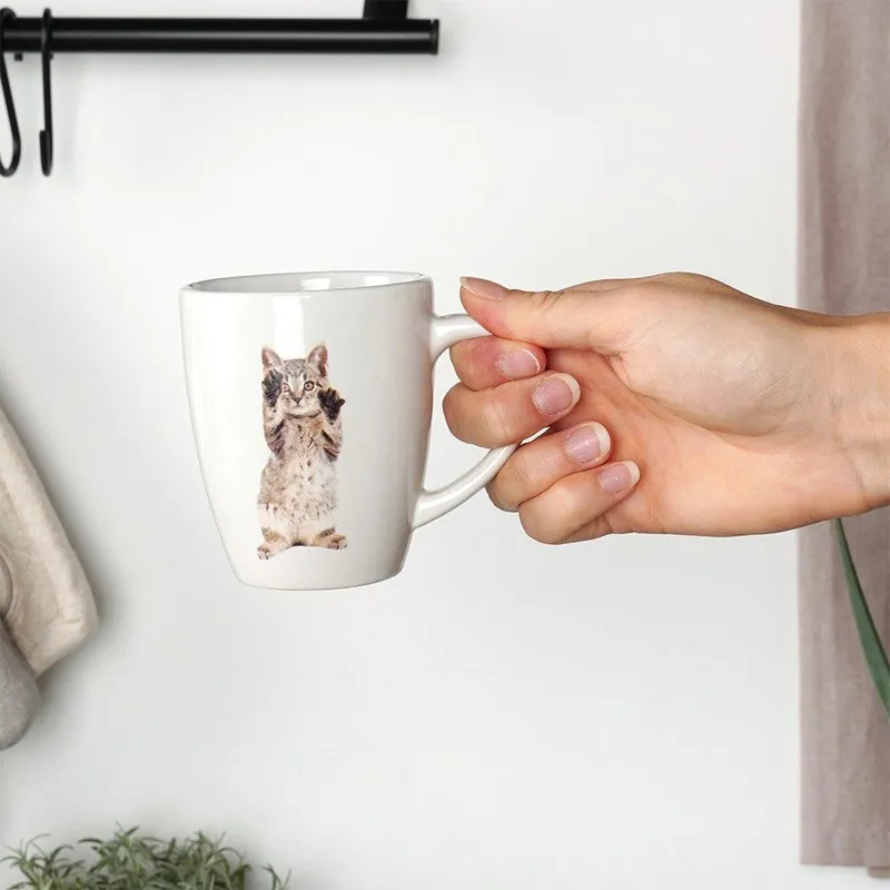 Kubki Ceramiczne Koty 220 ml 3 szt. Do Zmywarki I Mikrofali MEBLIVA