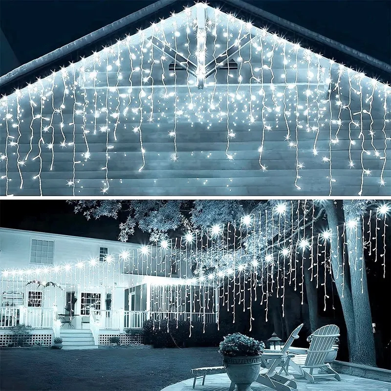 Kurtyna Świetlna Zewnętrzna 500 LED 11,5 m Zimna Barwa IP44 MEBLIVA