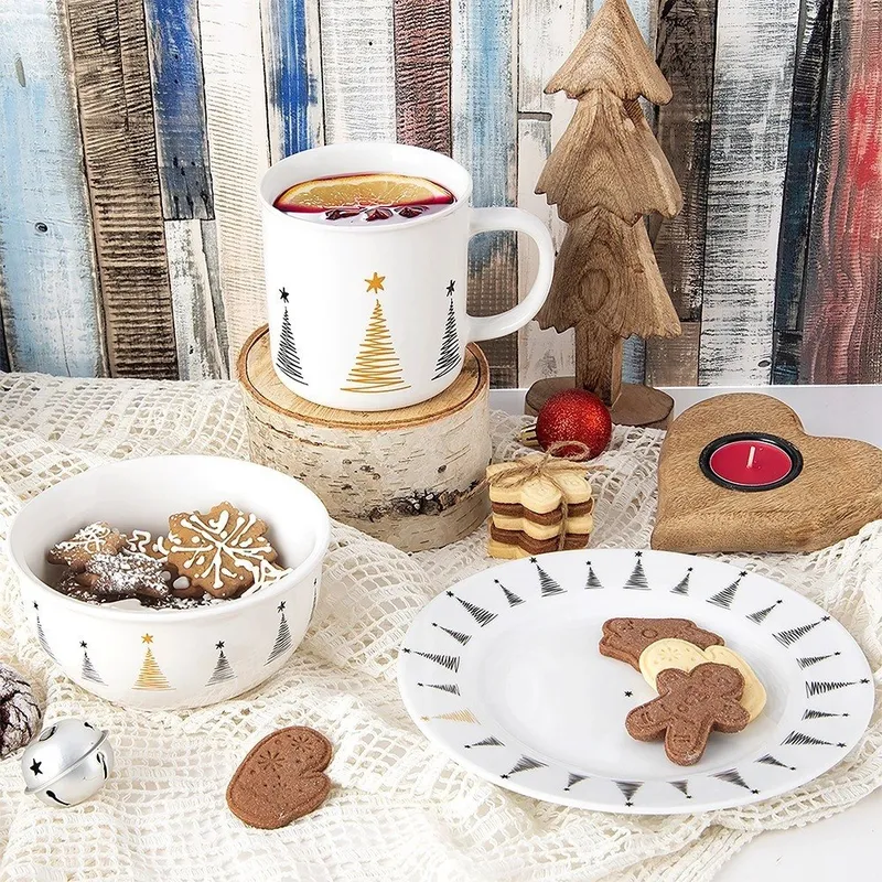 Miseczka Porcelanowa CHOINKA 13,5 cm 560 ml Do Zmywarki I Mikrofali MEBLIVA