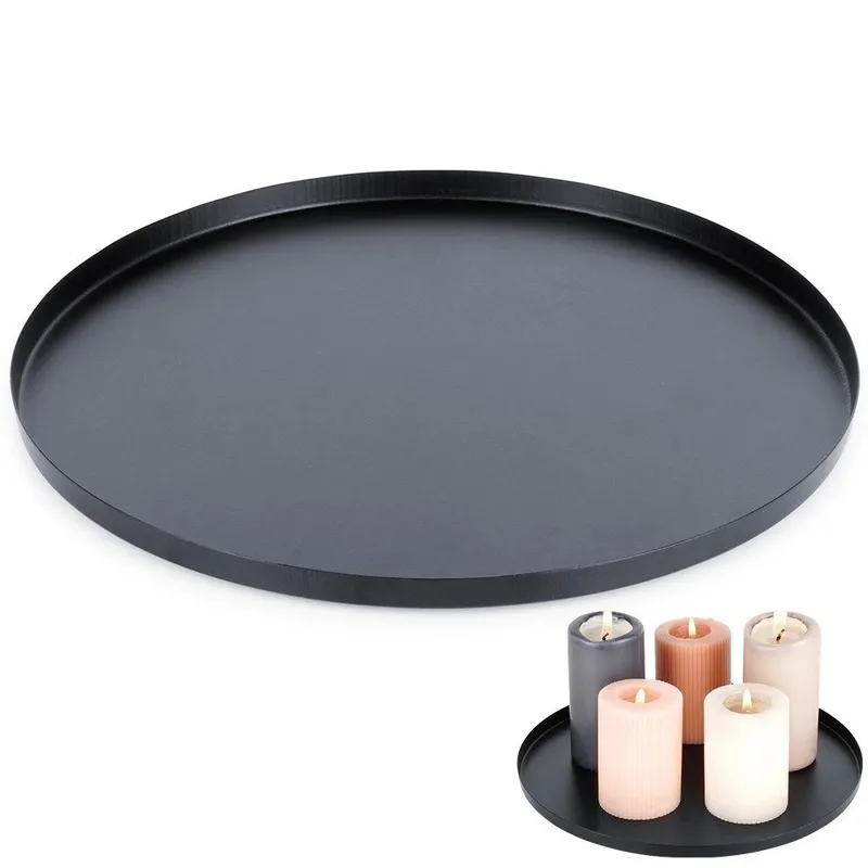 Podstawka Pod Kompozycje Okrągła Metalowa 30 cm Czarna Matowa MEBLIVA