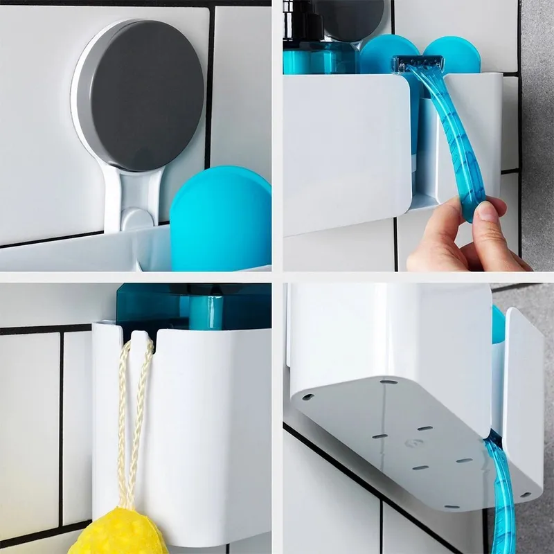 Półka Pod Prysznic 3 Przegrody Na Przyssawkę 21 x 9 cm BS MEBLIVA - Biała