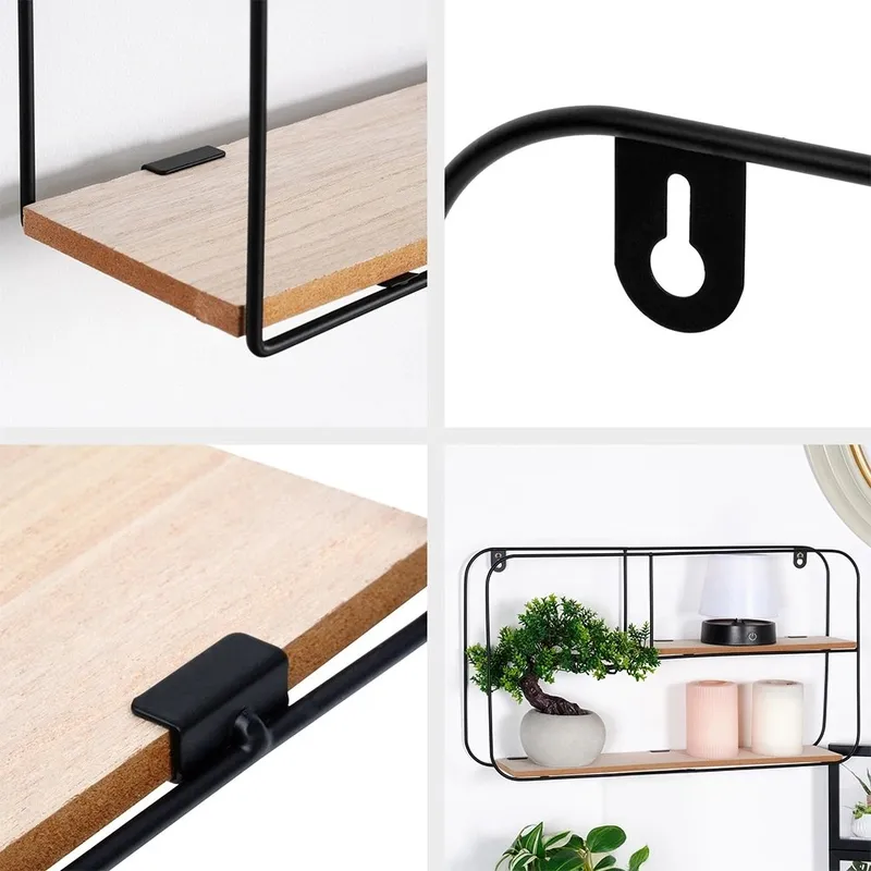 Półka Ścienna Metalowa LOFT 2 Poziomy 52 x 105 cm MOVEMANIA - Czarny