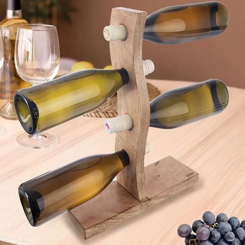 Stojak Na Wino Drewniany Mango Na 4 Butelki Składany Prezent MEBLIVA