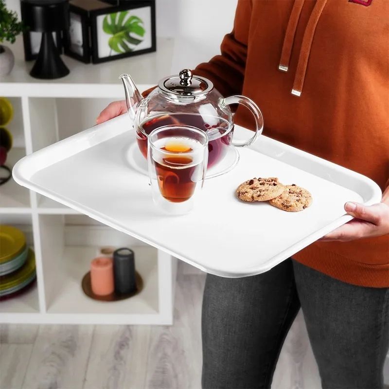 Taca Do Serwowania Plastikowa Antypoślizgowa 45,5 x 35,5 cm MEBLIVA - Biała