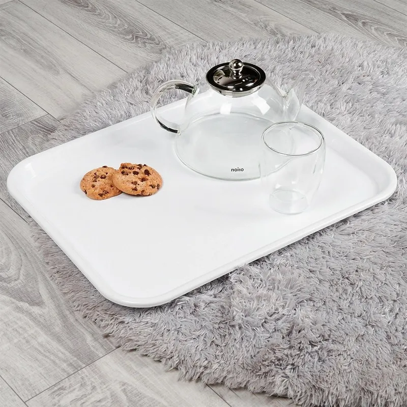 Taca Do Serwowania Plastikowa Antypoślizgowa 45,5 x 35,5 cm MEBLIVA - Biała