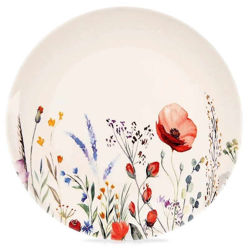 Talerz Obiadowy Płytki Porcelanowy MAKI 27 cm Wzór Polne Kwiaty MEBLIVA