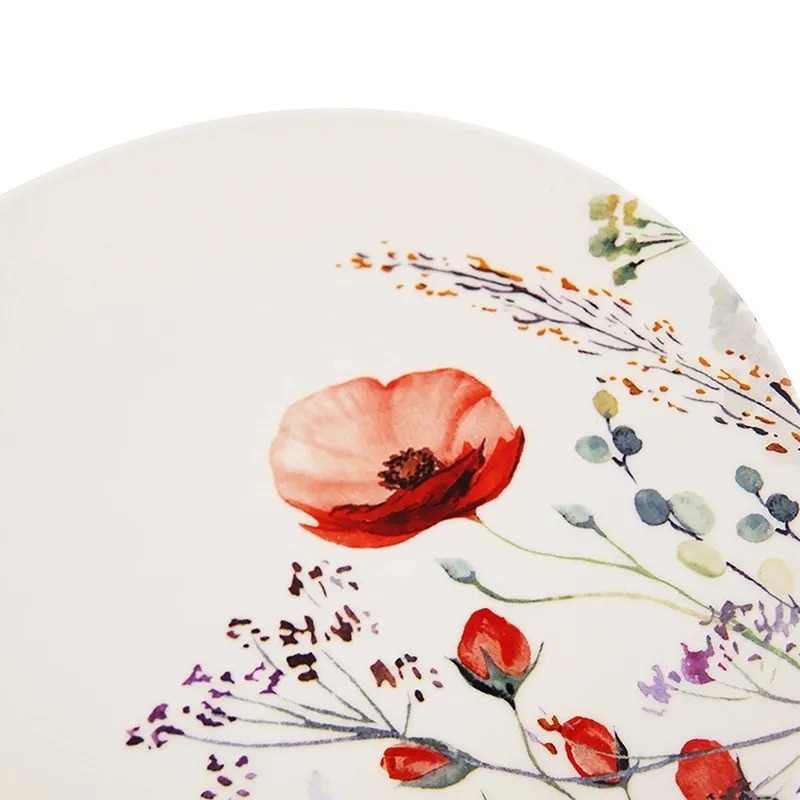 Talerz Obiadowy Płytki Porcelanowy MAKI 27 cm Wzór Polne Kwiaty MEBLIVA
