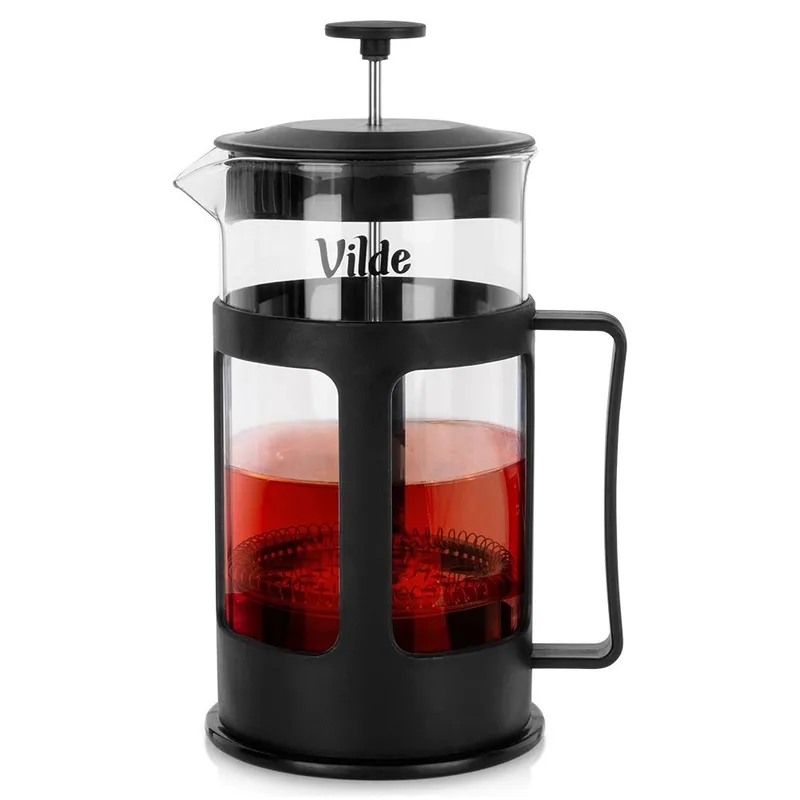 Zaparzacz Tłokowy 1 l French Press Szkło Borokrzemowe Tłok MEBLIVA