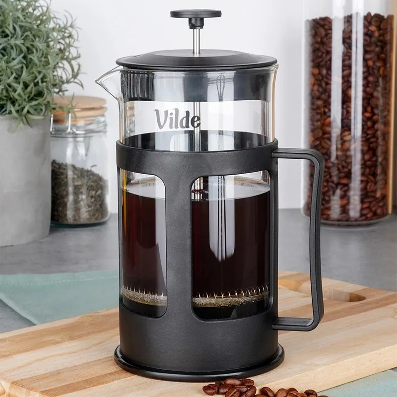 Zaparzacz Tłokowy 1 l French Press Szkło Borokrzemowe Tłok MEBLIVA
