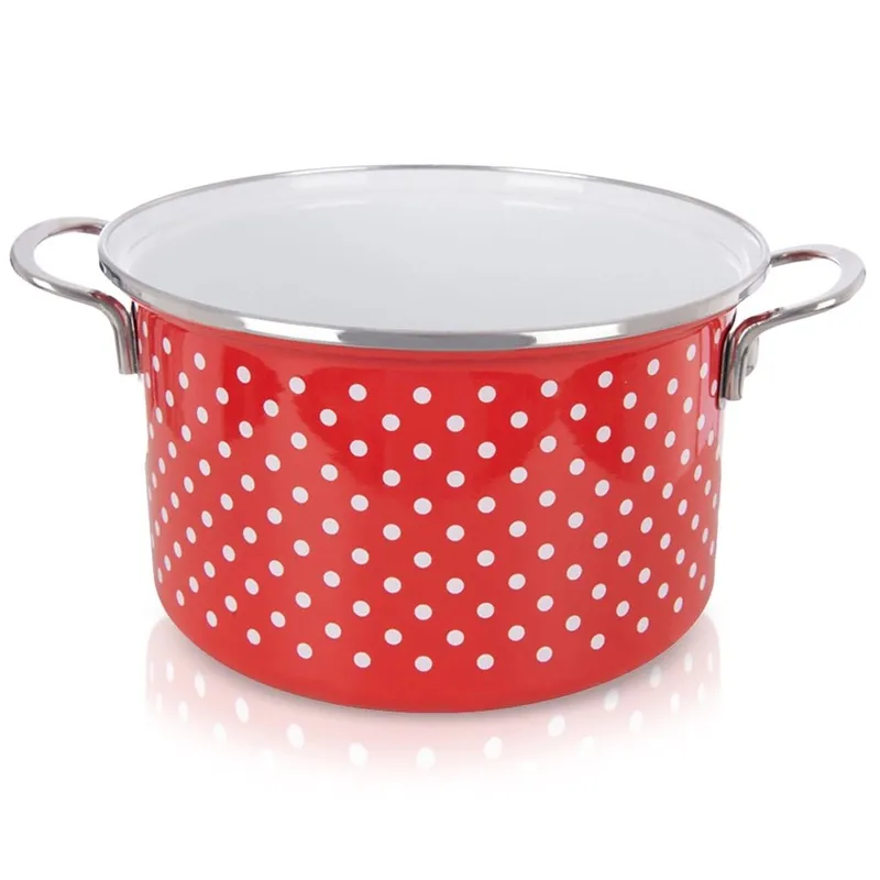 Garnek Emaliowany 4 l TECKA 22 cm Indukcja Zmywarka MEBLIVA - Czerwony
