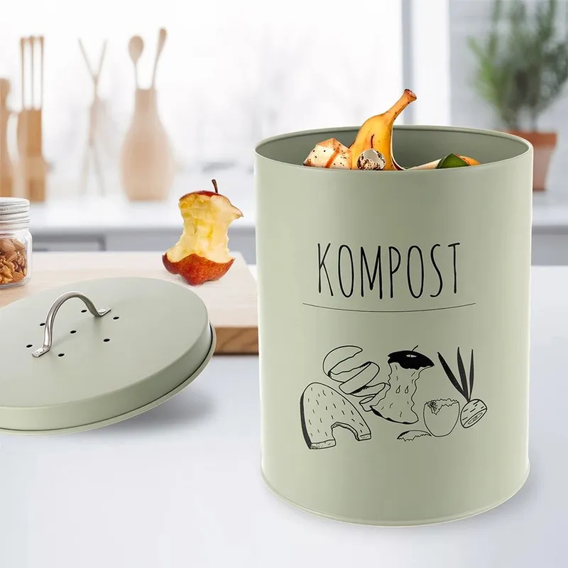 Kompostownik Kuchenny 8 l Metal Filtr Węglowy Greenish GARDIVA - Zielony