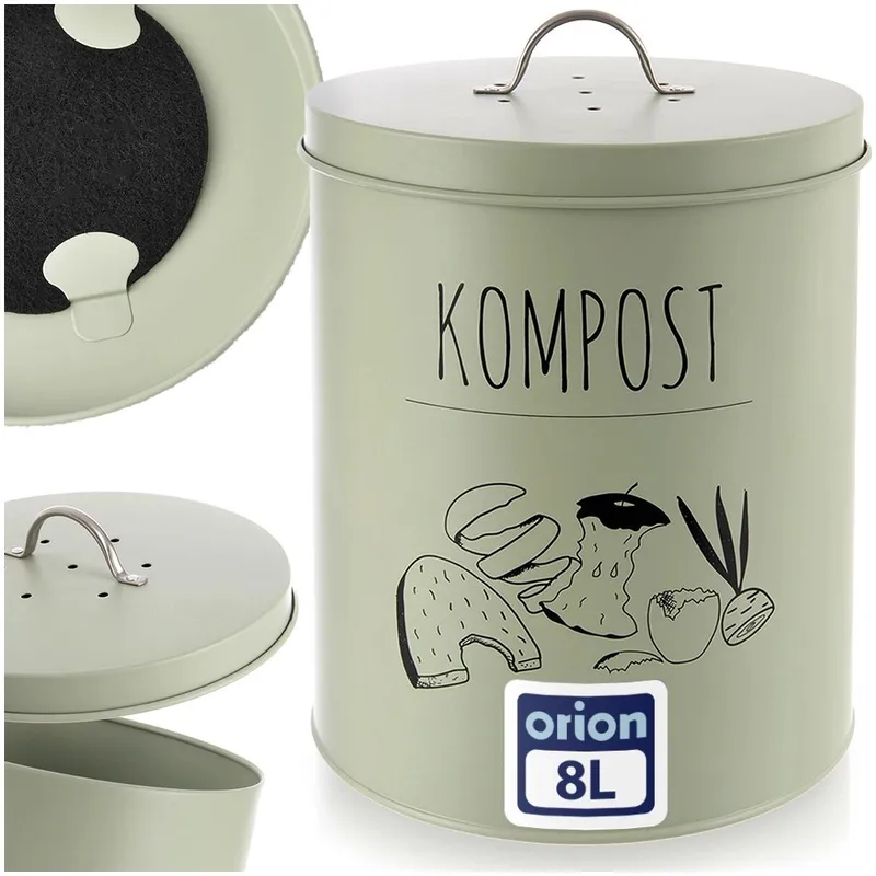 Kompostownik Kuchenny 8 l Metal Filtr Węglowy Greenish GARDIVA - Zielony