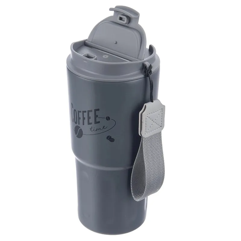 Kubek Termiczny 590 ml TERMO Coffee Time Z Uchem Szczelny MEBLIVA - Szary