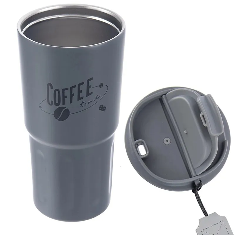 Kubek Termiczny 590 ml TERMO Coffee Time Z Uchem Szczelny MEBLIVA - Szary