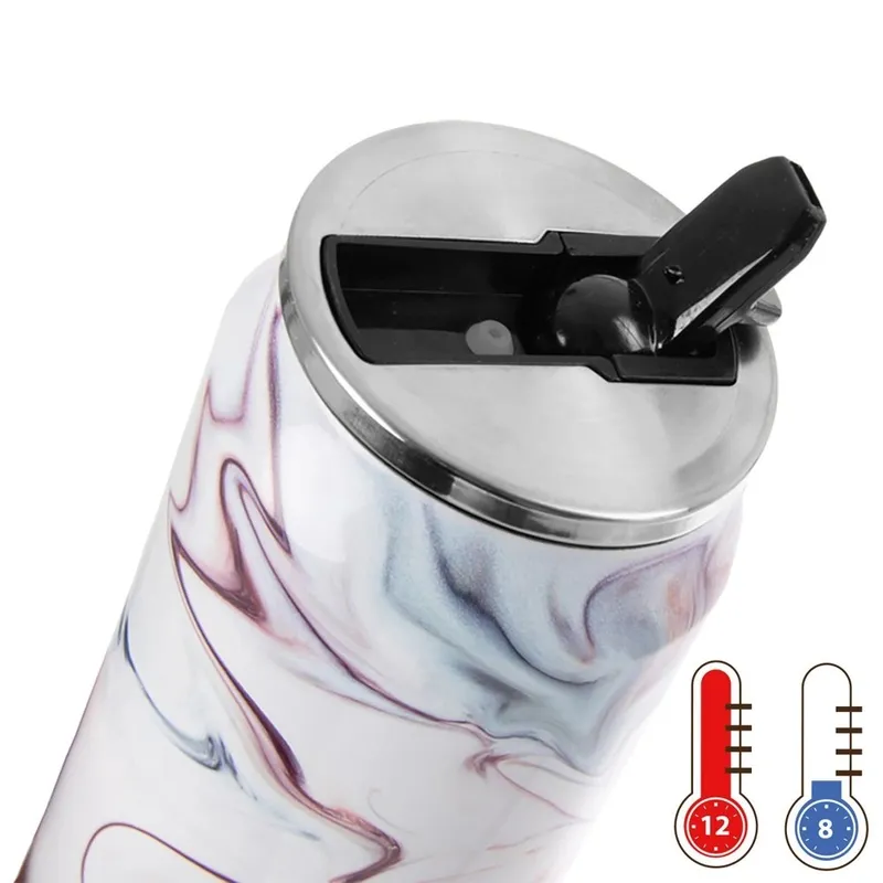 Kubek Termiczny Puszka 500 ml Pastelowy Wzór Stal Nierdzewna MEBLIVA