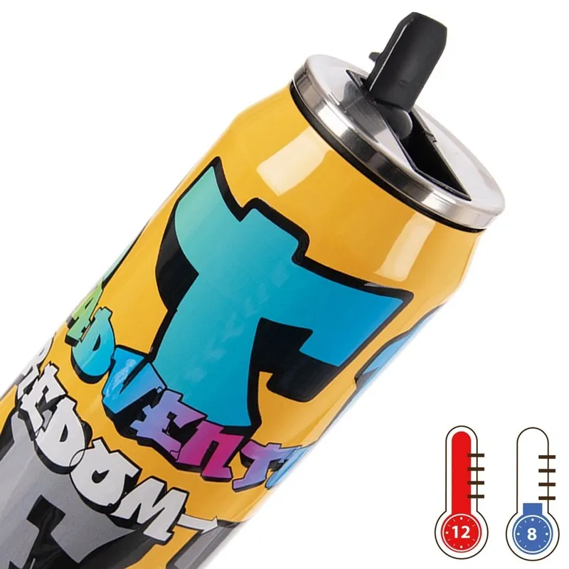 Kubek Termiczny Puszka 500 ml Kolorowy Wzór Stal Nierdzewna MEBLIVA