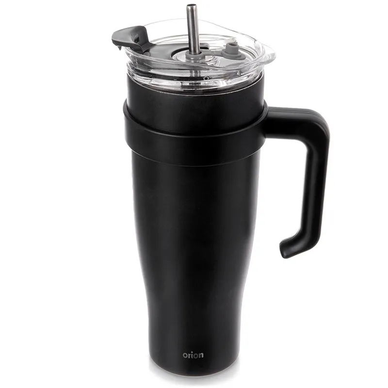 Kubek Termiczny Stalowy Z Uchwytem TERMO 1,2 l MEBLIVA - Czarny
