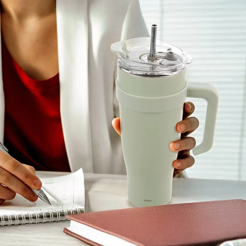 Kubek Termiczny Stalowy Z Uchwytem TERMO 1,2 l MEBLIVA - Miętowy