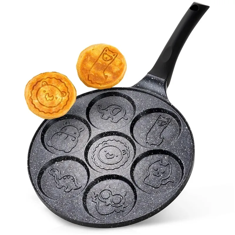 Patelnia Do Jajek Granitowa 7 Otworów 26 cm Black Line Zwierzątka MEBLIVA