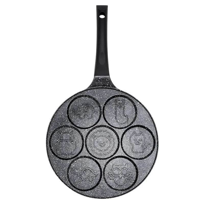 Patelnia Do Jajek Granitowa 7 Otworów 26 cm Black Line Zwierzątka MEBLIVA