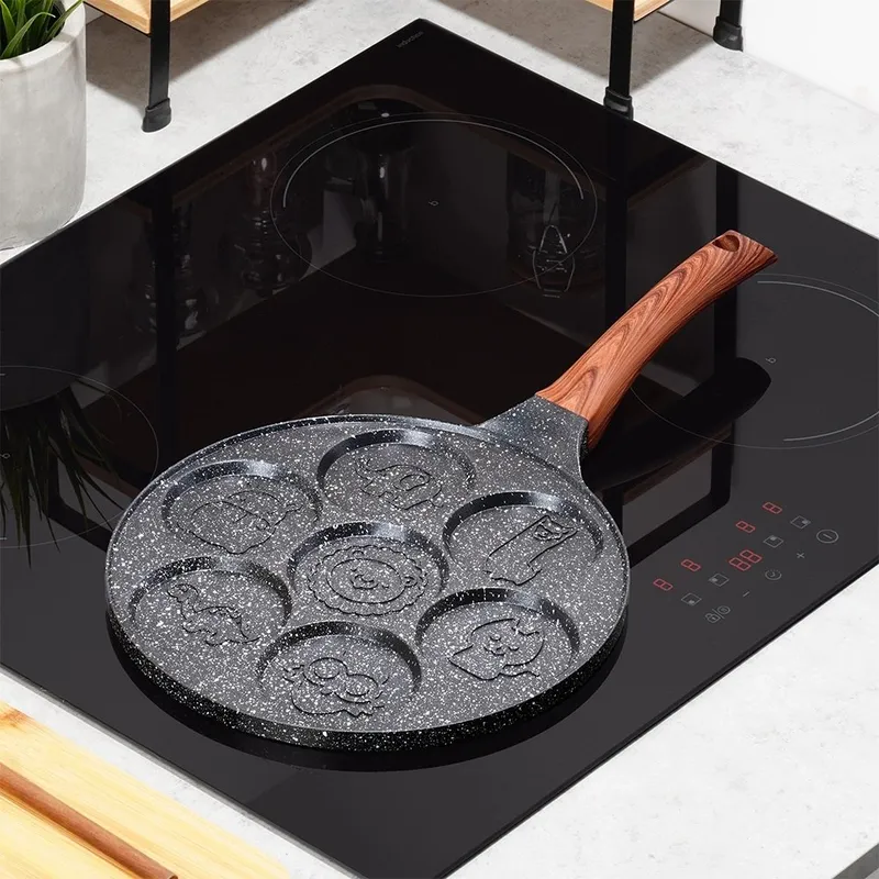 Patelnia Do Jajek Granitowa 7 Otworów 26 cm Black&Wood Indukcja MEBLIVA