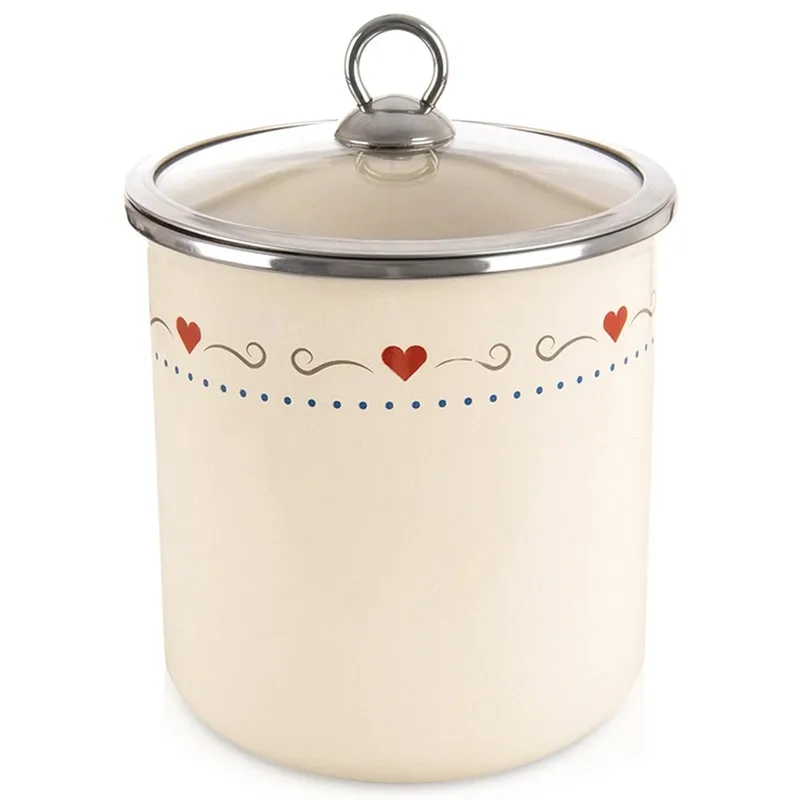 Pojemnik Emaliowany TONCA 1,4 l Szklana Pokrywka 17 x 13 cm MEBLIVA