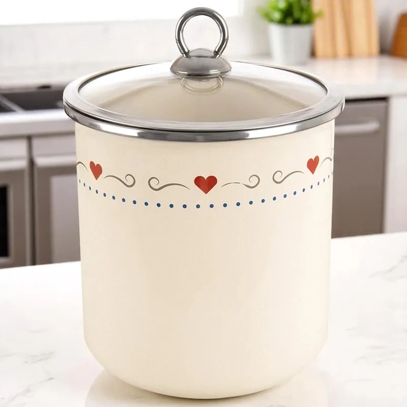 Pojemnik Emaliowany TONCA 1,4 l Szklana Pokrywka 17 x 13 cm MEBLIVA