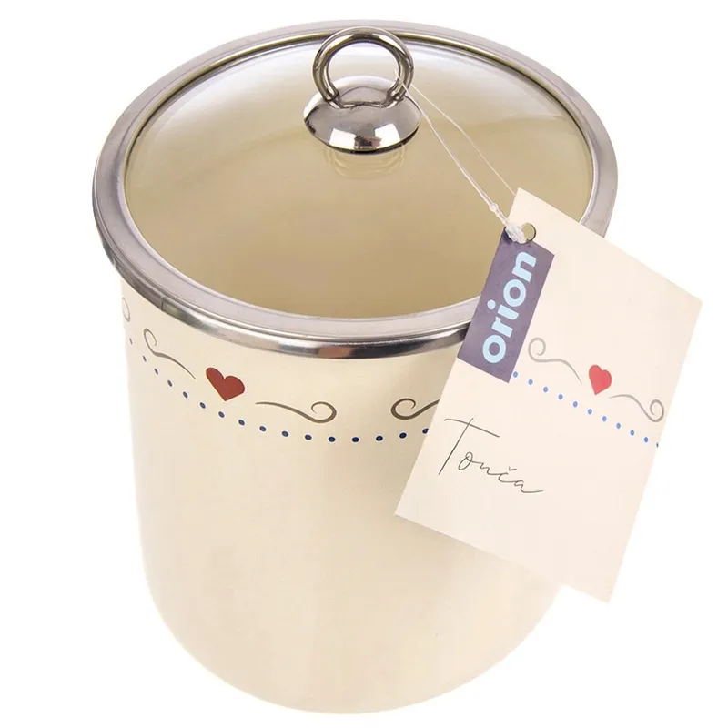Pojemnik Emaliowany TONCA 1,4 l Szklana Pokrywka 17 x 13 cm MEBLIVA