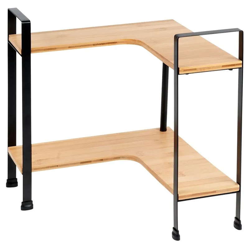Półka Kuchenna Drewniana Narożna 2 Poziomy Bambus 335 cm MEBLIVA