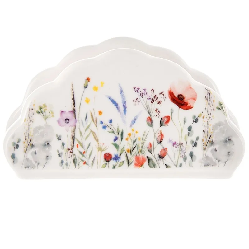 Serwetnik Porcelanowy Wzór MAKI Kwiaty 13 x 4,5 x 7 cm MEBLIVA