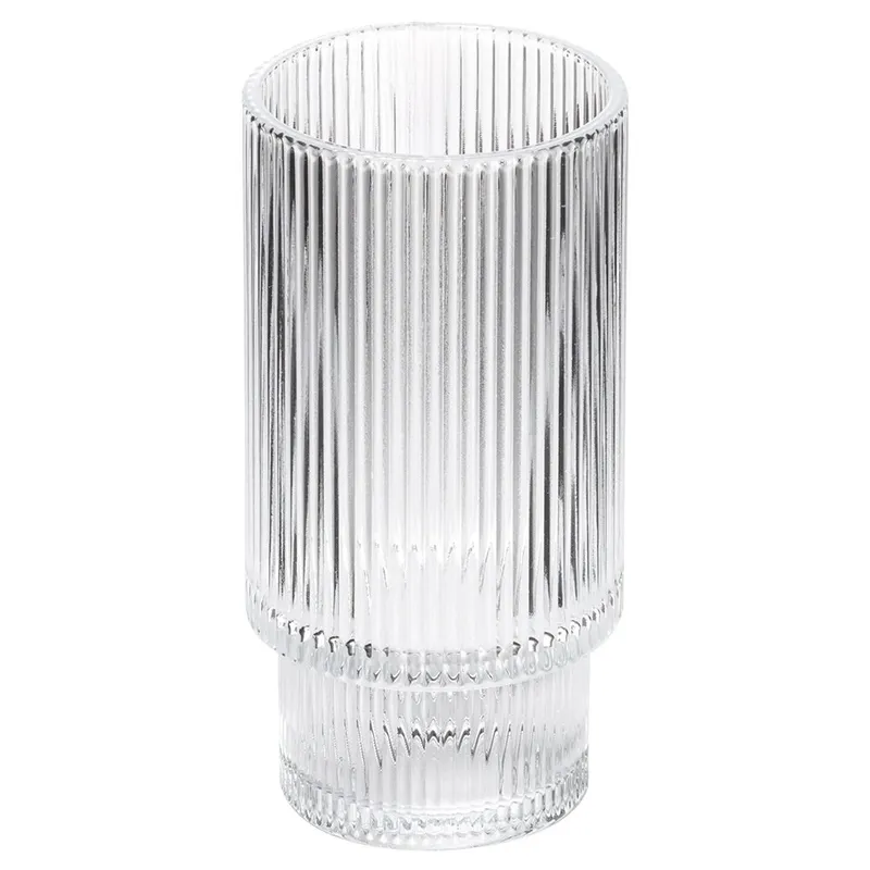 Szklanki Wysokie Zestaw 6 szt. 320 ml Ryflowane Szkło Do Zmywarki MEBLIVA