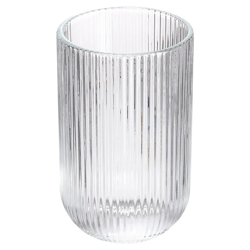 Szklanki Zestaw 6 szt. 400 ml Ryflowane Szkło Wysokie Do Zmywarki MEBLIVA