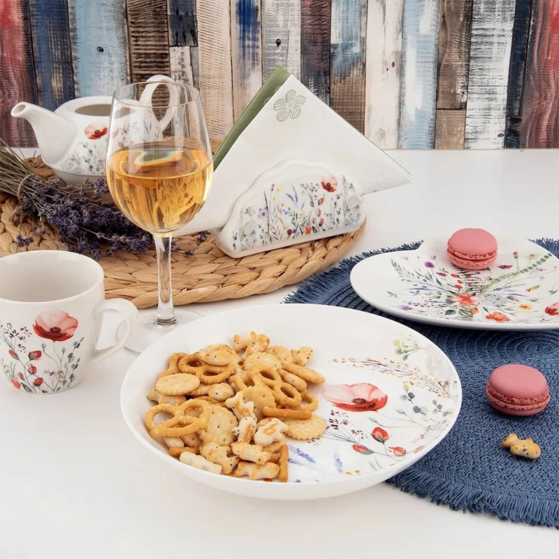 Talerz Obiadowy Głęboki Porcelanowy MAKI 600 ml Zmywarka MEBLIVA
