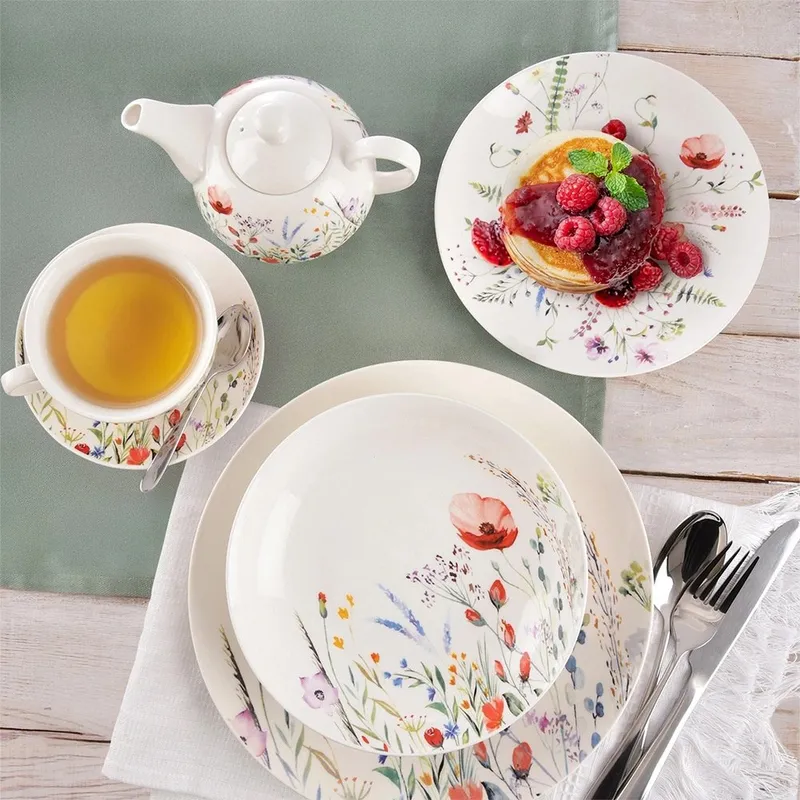 Talerz Obiadowy Głęboki Porcelanowy MAKI 600 ml Zmywarka MEBLIVA