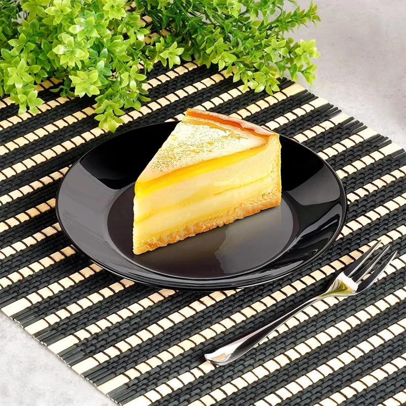 Talerze Deserowe Szklane 6 szt. 18 cm Kwadratowe MEBLIVA - Czarne